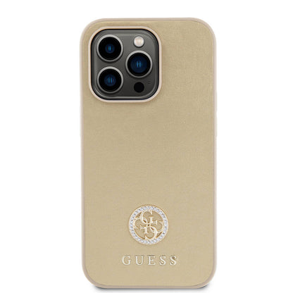 iPhone 14 Pro Max Kılıf Guess Orjinal Lisanslı Deri 4G Metal Logo Strass Kapak