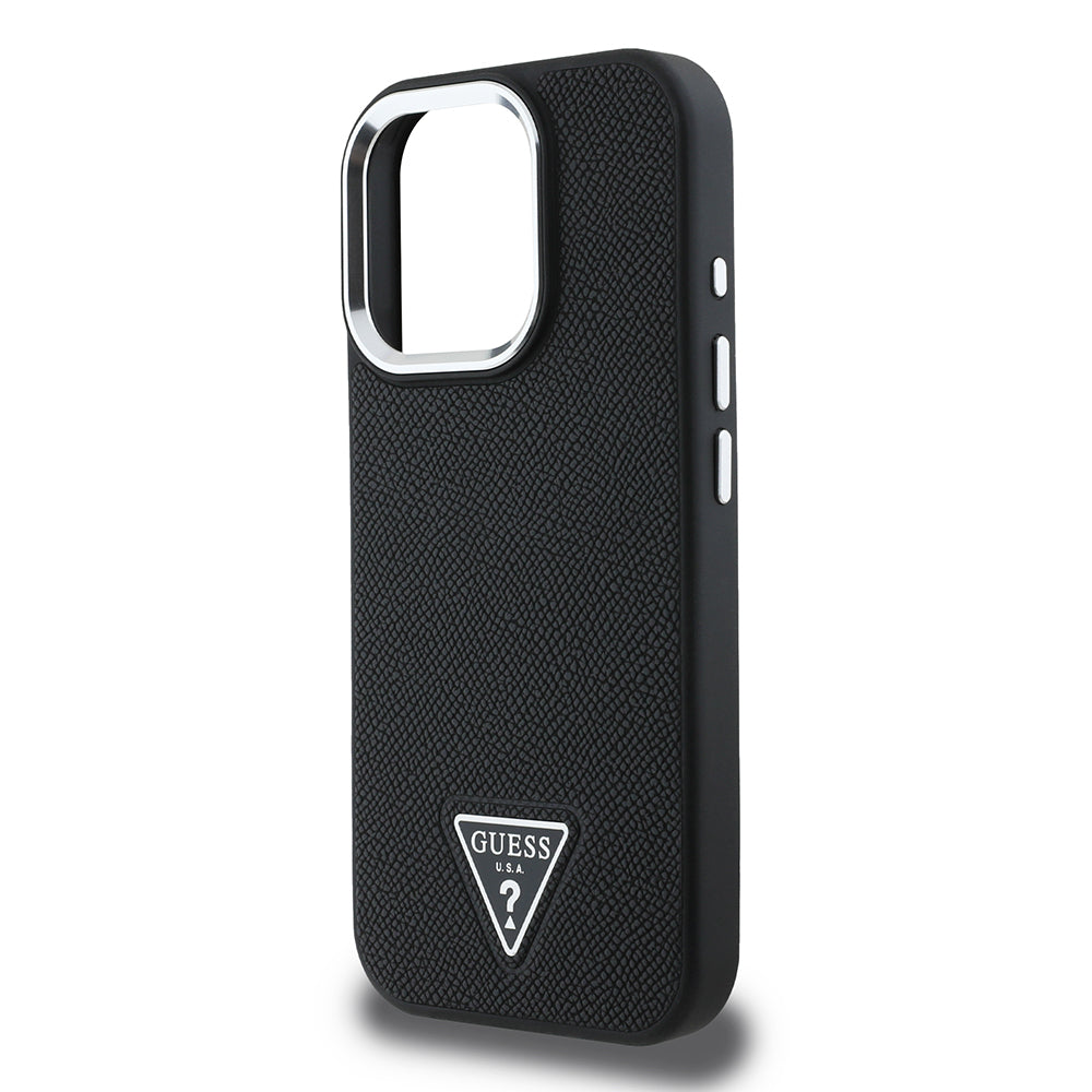 iPhone 14 Pro Max Kılıf Guess Orjinal Lisanslı M-safe Şarj Özellikli Grained Triangle Kapak
