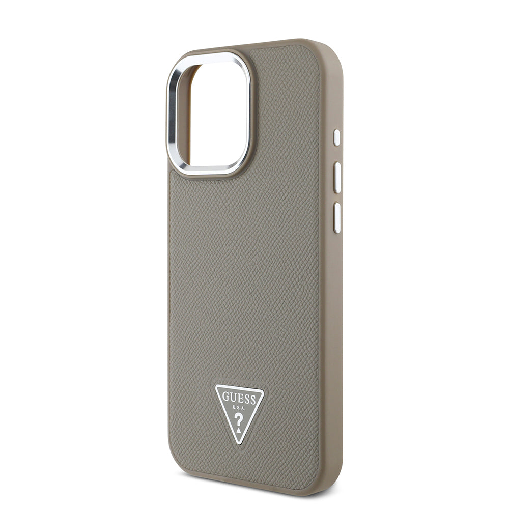 iPhone 14 Pro Max Kılıf Guess Orjinal Lisanslı M-safe Şarj Özellikli Grained Triangle Kapak