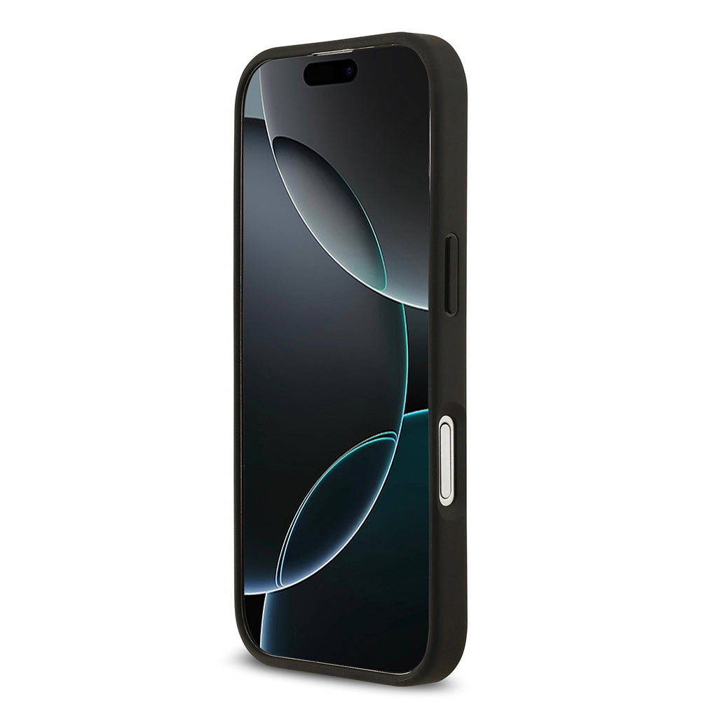 iPhone 17 Kılıf Guess Orjinal Lisanslı M-safe Şarj Özellikli Taneli Çiçek Tasarımlı Metal Yazı Logolu Kapak