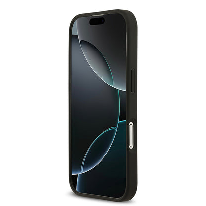 iPhone 17 Kılıf Guess Orjinal Lisanslı M-safe Şarj Özellikli Taneli Çiçek Tasarımlı Metal Yazı Logolu Kapak