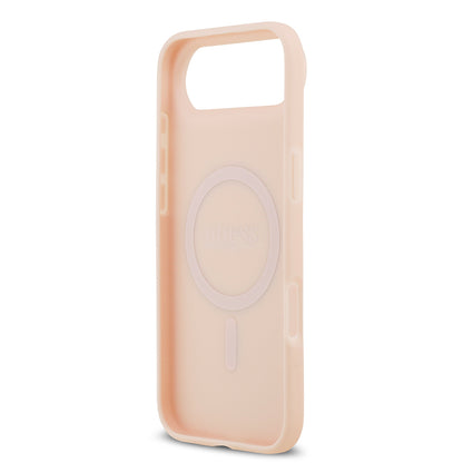 iPhone 17 Air Kılıf Guess Orjinal Lisanslı M-safe Şarj Özellikli Taneli Çiçek Tasarımlı Metal Yazı Logolu Kapak