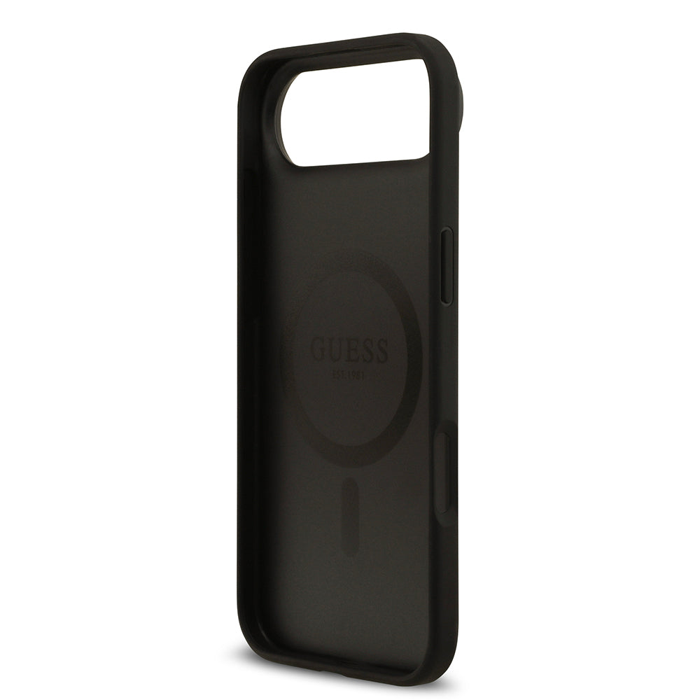 iPhone 17 Air Kılıf Guess Orjinal Lisanslı M-safe Şarj Özellikli Taneli Çiçek Tasarımlı Metal Yazı Logolu Kapak