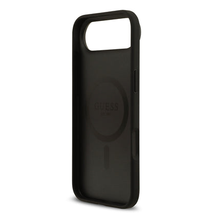 iPhone 17 Air Kılıf Guess Orjinal Lisanslı M-safe Şarj Özellikli Taneli Çiçek Tasarımlı Metal Yazı Logolu Kapak