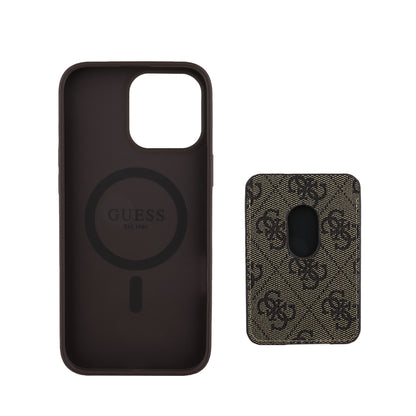 iPhone 14 Pro Max Kılıf Guess Orjinal Lisanslı M-safe Şarj Özellikli 4G Desenli Çizgili Kartlıklı Kapak