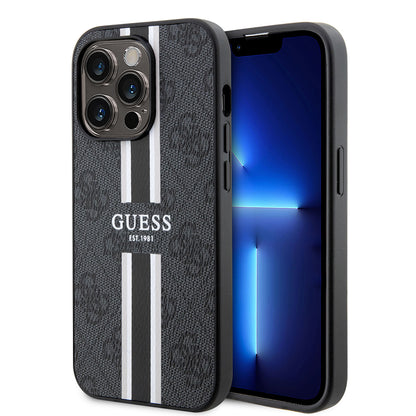 iPhone 14 Pro Max Kılıf Guess Orjinal Lisanslı M-safe Şarj Özellikli 4G Şerit Tasarımlı Printed Kapak