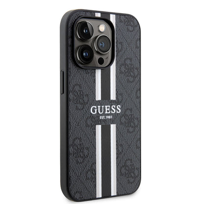 iPhone 14 Pro Max Kılıf Guess Orjinal Lisanslı M-safe Şarj Özellikli 4G Şerit Tasarımlı Printed Kapak