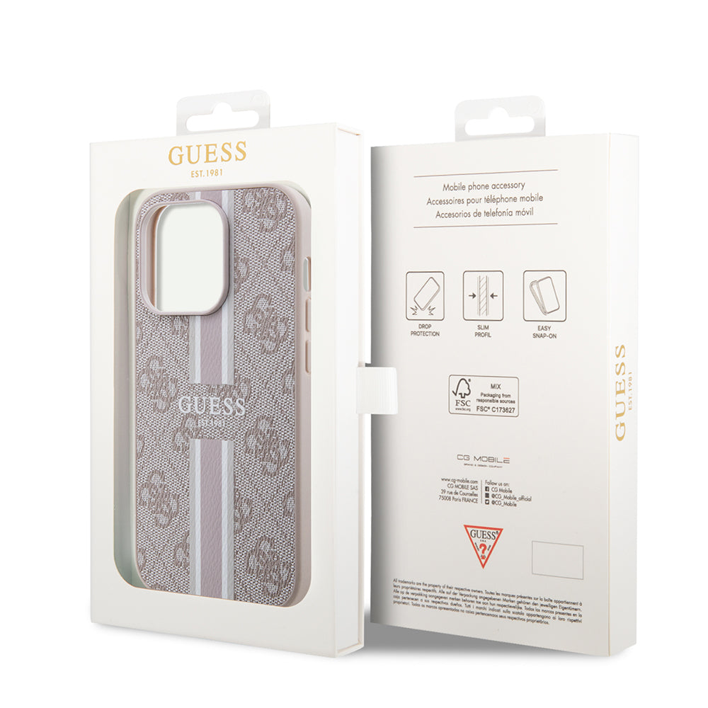 iPhone 14 Pro Max Kılıf Guess Orjinal Lisanslı M-safe Şarj Özellikli 4G Şerit Tasarımlı Printed Kapak