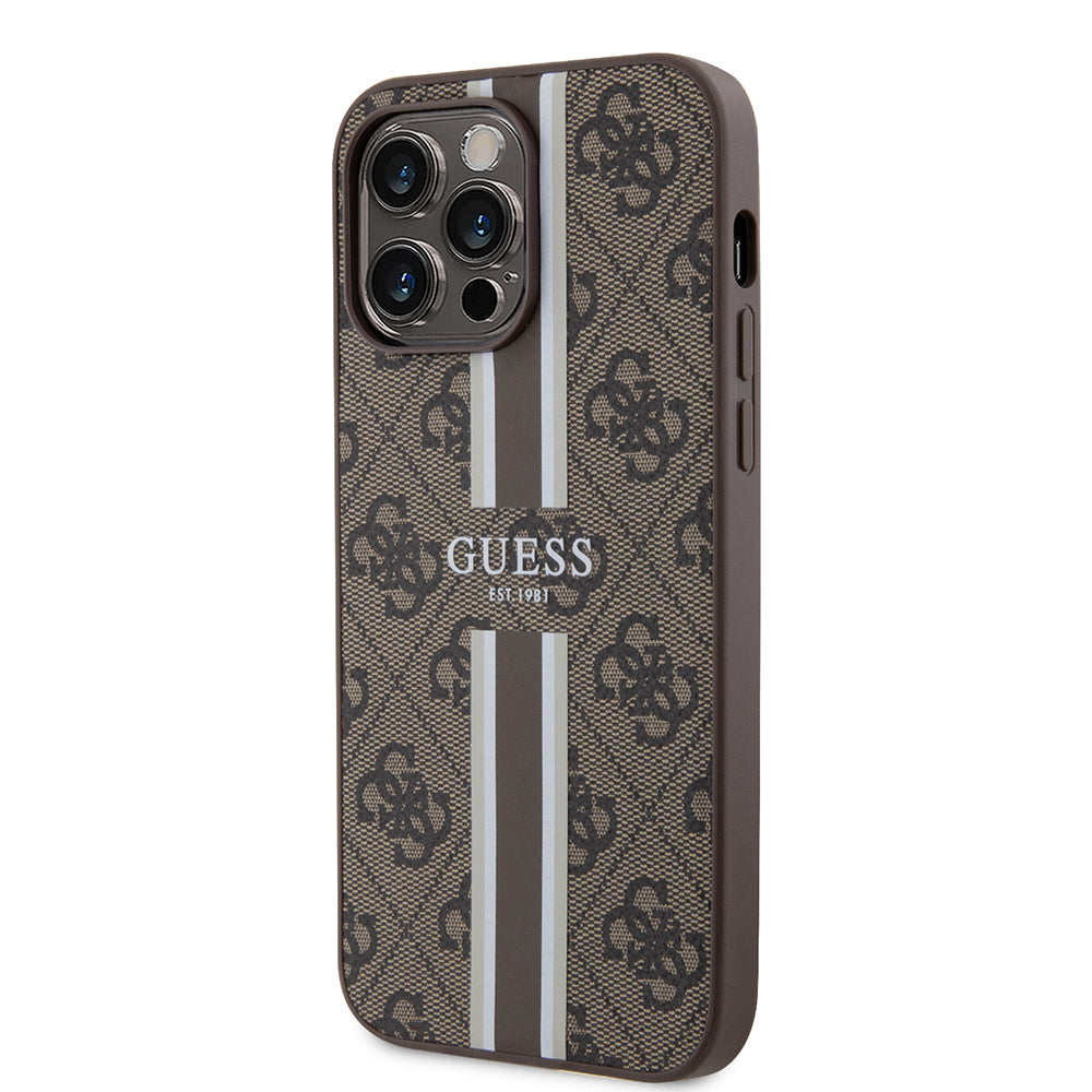 iPhone 14 Pro Max Kılıf Guess Orjinal Lisanslı M-safe Şarj Özellikli 4G Şerit Tasarımlı Printed Kapak