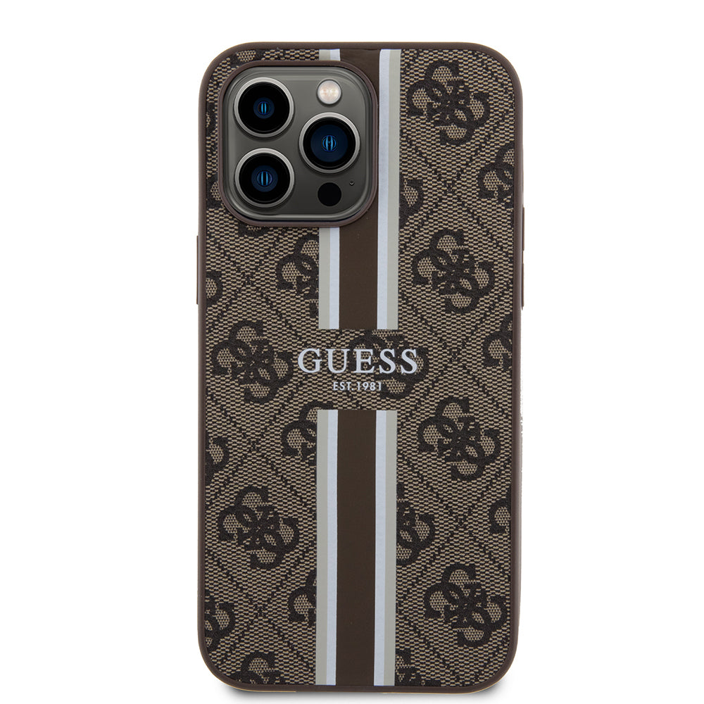iPhone 14 Pro Max Kılıf Guess Orjinal Lisanslı M-safe Şarj Özellikli 4G Şerit Tasarımlı Printed Kapak