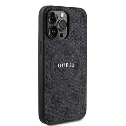 iPhone 14 Pro Max Kılıf Guess Orjinal Lisanslı M-safe Şarj Özellikli PU Halkalı 4G Desenli Yazı Logolu Kapak