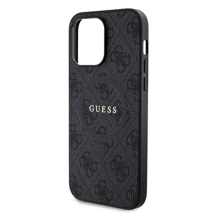 iPhone 14 Pro Max Kılıf Guess Orjinal Lisanslı M-safe Şarj Özellikli PU Halkalı 4G Desenli Yazı Logolu Kapak