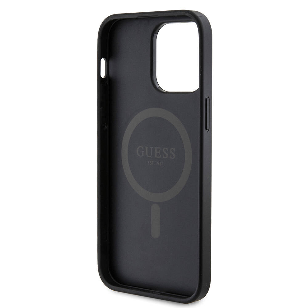 iPhone 14 Pro Max Kılıf Guess Orjinal Lisanslı M-safe Şarj Özellikli PU Halkalı 4G Desenli Yazı Logolu Kapak