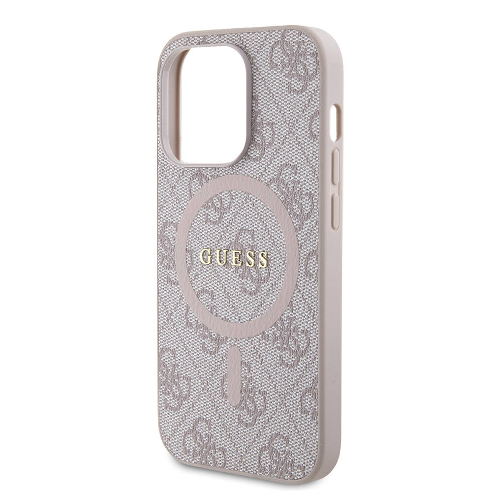 iPhone 14 Pro Max Kılıf Guess Orjinal Lisanslı M-safe Şarj Özellikli PU Halkalı 4G Desenli Yazı Logolu Kapak
