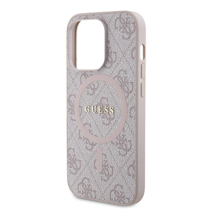 iPhone 14 Pro Max Kılıf Guess Orjinal Lisanslı M-safe Şarj Özellikli PU Halkalı 4G Desenli Yazı Logolu Kapak