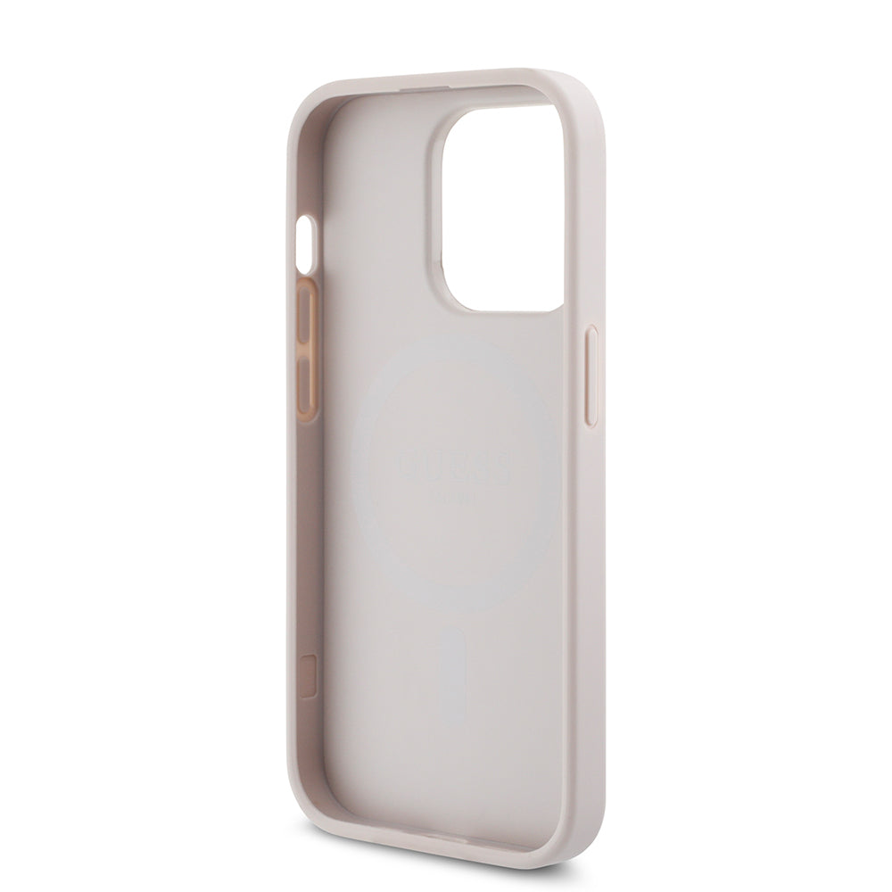 iPhone 14 Pro Max Kılıf Guess Orjinal Lisanslı M-safe Şarj Özellikli PU Üçgen Logo 4G Desenli Kapak