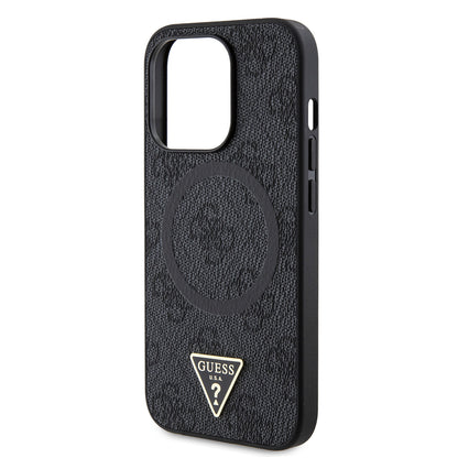iPhone 14 Pro Max Kılıf Guess Orjinal Lisanslı M-safe Şarj Özellikli PU Üçgen Logo 4G Desenli Kapak