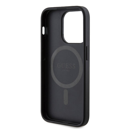 iPhone 14 Pro Max Kılıf Guess Orjinal Lisanslı M-safe Şarj Özellikli PU Üçgen Logo 4G Desenli Kapak