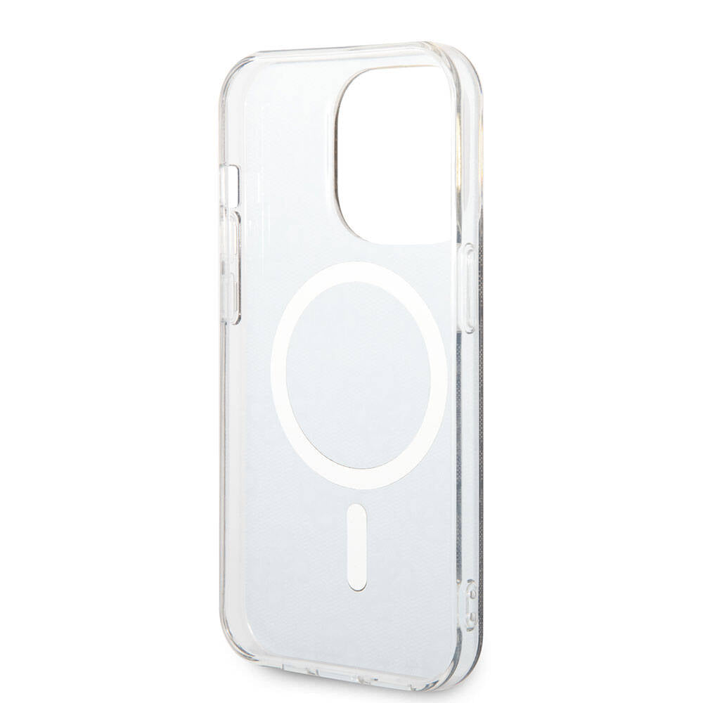 iPhone 14 Pro Max Kılıf Guess Orjinal Lisanslı M-safe Şarj Özellikli Yazı Logolu 4G Desenli Kapak