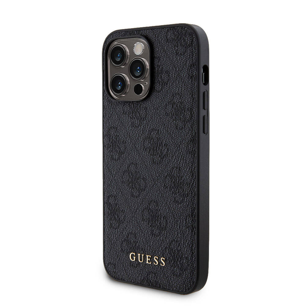 iPhone 14 Pro Max Kılıf Guess Orjinal Lisanslı M-safe Şarj Özellikli Yazı Logolu 4G Desenli Kapak + Powerbank 5000mAh 2in1 Set