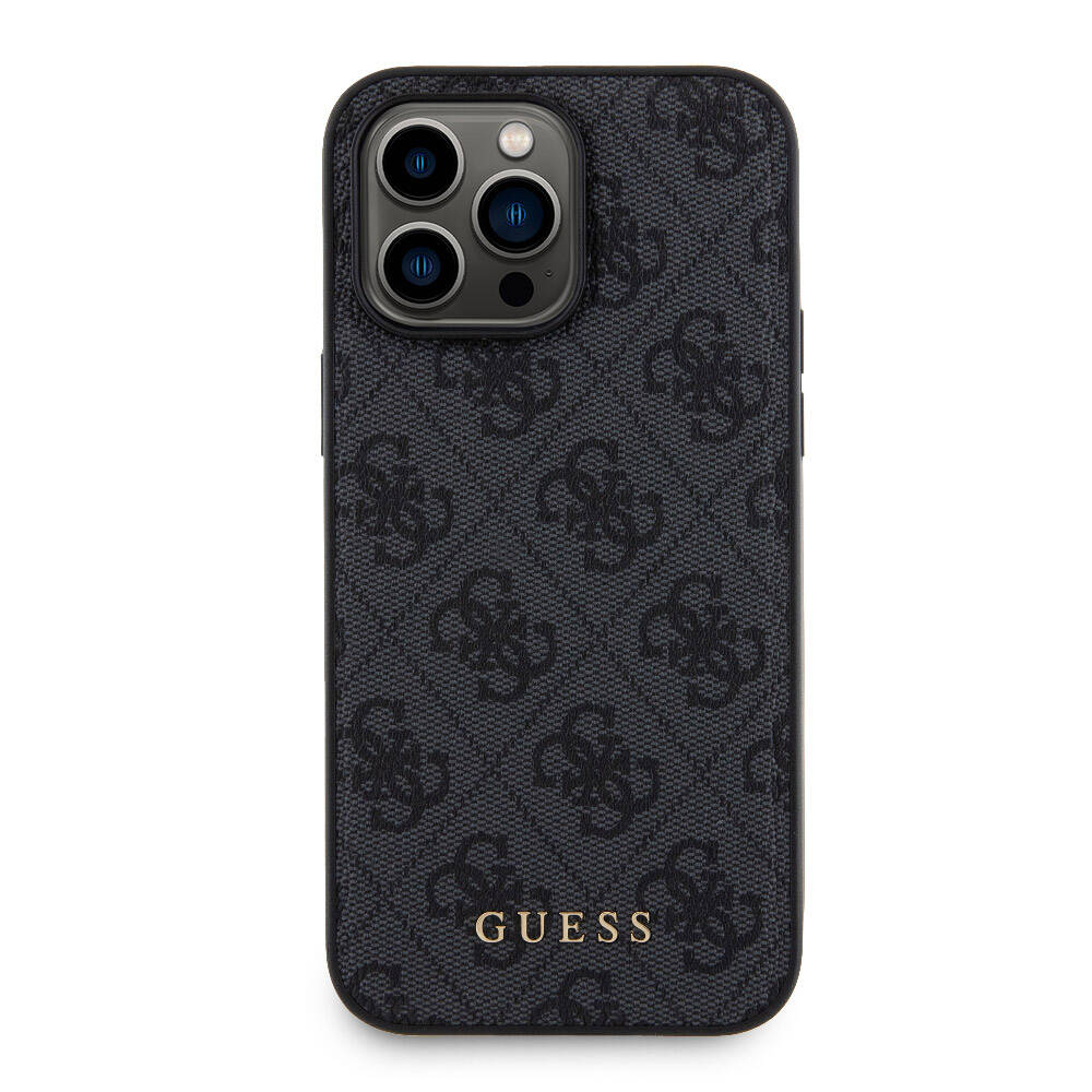 iPhone 14 Pro Max Kılıf Guess Orjinal Lisanslı M-safe Şarj Özellikli Yazı Logolu 4G Desenli Kapak + Powerbank 5000mAh 2in1 Set
