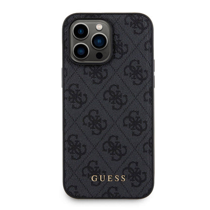 iPhone 14 Pro Max Kılıf Guess Orjinal Lisanslı M-safe Şarj Özellikli Yazı Logolu 4G Desenli Kapak + Powerbank 5000mAh 2in1 Set