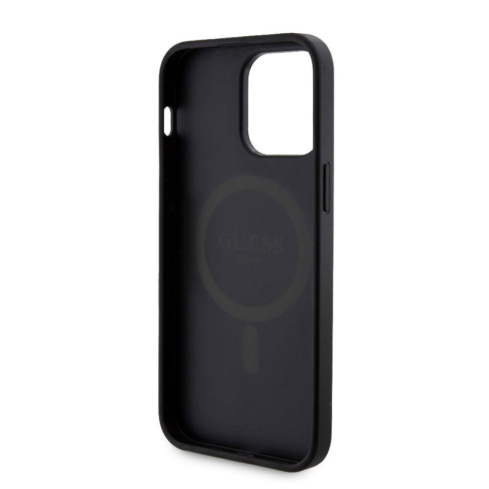 iPhone 14 Pro Max Kılıf Guess Orjinal Lisanslı M-safe Şarj Özellikli Yazı Logolu 4G Desenli Kapak + Powerbank 5000mAh 2in1 Set