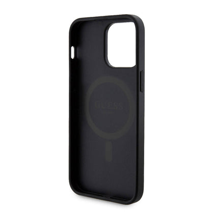 iPhone 14 Pro Max Kılıf Guess Orjinal Lisanslı M-safe Şarj Özellikli Yazı Logolu 4G Desenli Kapak + Powerbank 5000mAh 2in1 Set