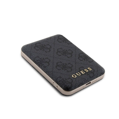 iPhone 14 Pro Max Kılıf Guess Orjinal Lisanslı M-safe Şarj Özellikli Yazı Logolu 4G Desenli Kapak + Powerbank 5000mAh 2in1 Set