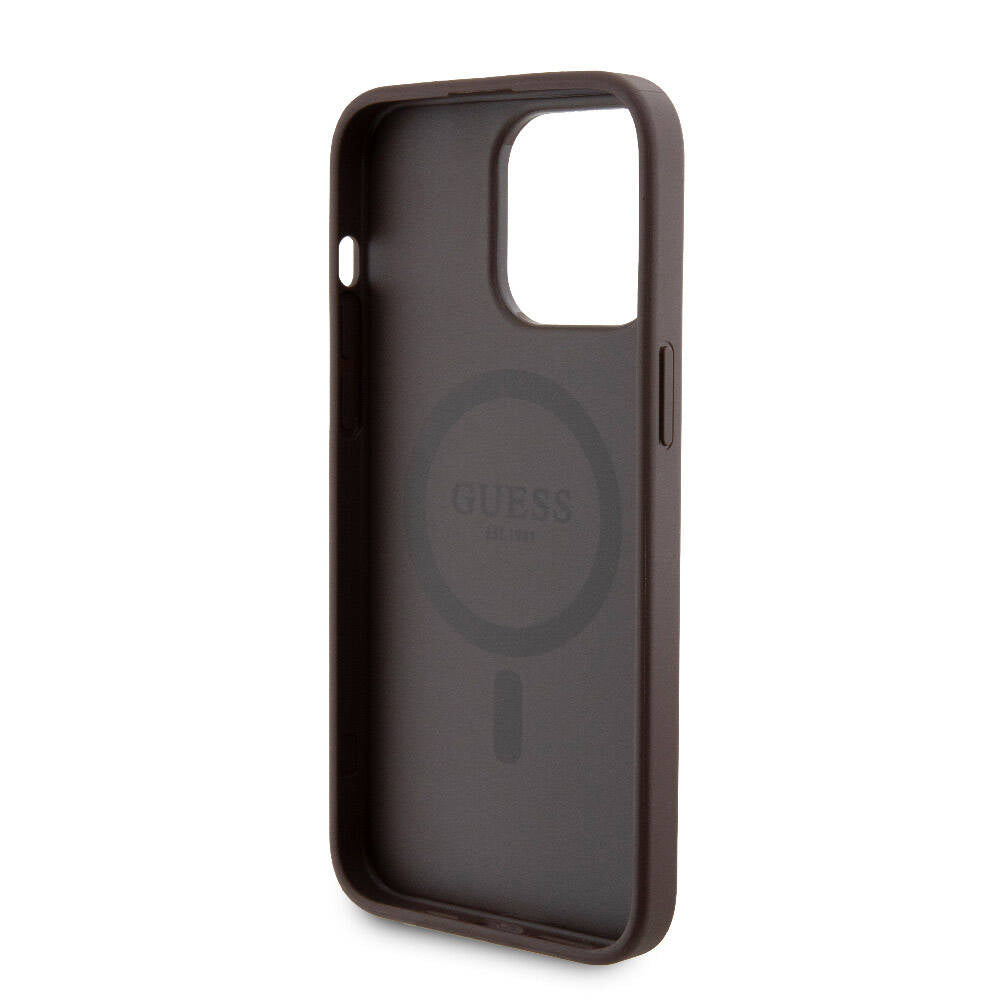 iPhone 14 Pro Max Kılıf Guess Orjinal Lisanslı M-safe Şarj Özellikli Yazı Logolu 4G Desenli Kapak + Powerbank 5000mAh 2in1 Set