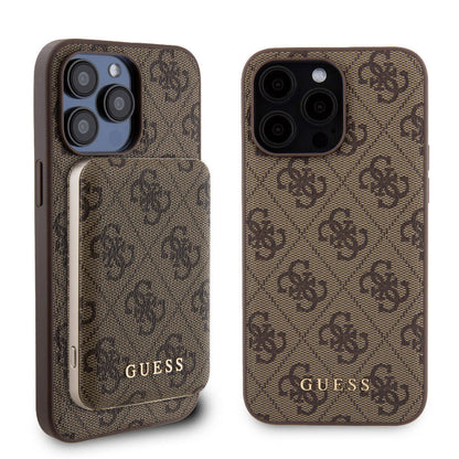 iPhone 14 Pro Max Kılıf Guess Orjinal Lisanslı M-safe Şarj Özellikli Yazı Logolu 4G Desenli Kapak + Powerbank 5000mAh 2in1 Set