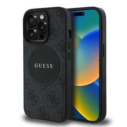 iPhone 14 Pro Max Kılıf Guess Orjinal Lisanslı M-safe Şarj Özellikli Yazı Logolu Circle Classic Kapak