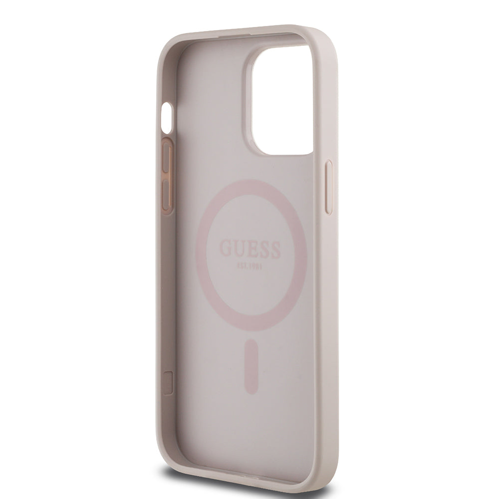 iPhone 14 Pro Max Kılıf Guess Orjinal Lisanslı M-safe Şarj Özellikli Yazı Logolu Circle Classic Kapak