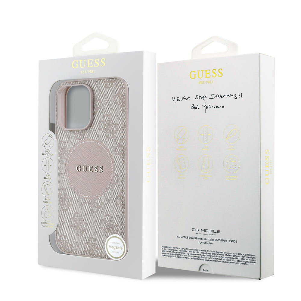 iPhone 14 Pro Max Kılıf Guess Orjinal Lisanslı M-safe Şarj Özellikli Yazı Logolu Circle Classic Kapak