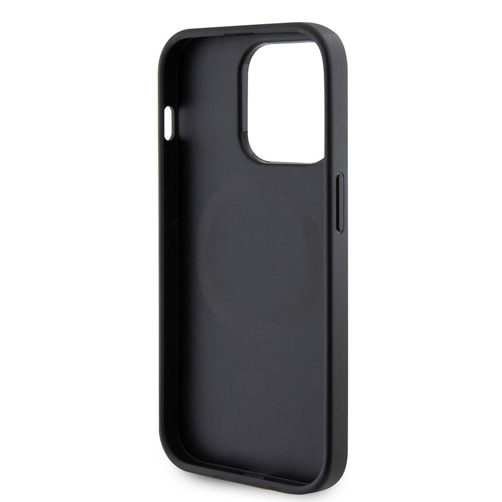 iPhone 14 Pro Max Kılıf Guess Orjinal Lisanslı M-safe Şarj Özellikli Yazı Logolu Saffiano Kapak