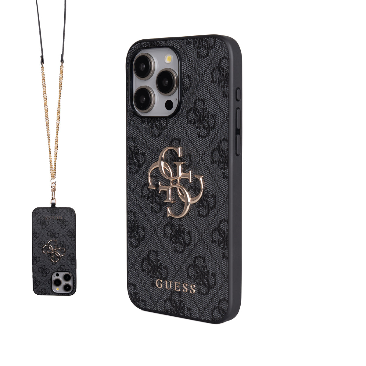 iPhone 14 Pro Max Kılıf Guess Orjinal Lisanslı PU Deri 4G Büyük Metal Logolu Çapraz Vücut Askılı Kapak