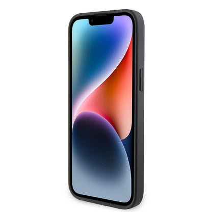 iPhone 14 Pro Max Kılıf Guess Orjinal Lisanslı PU Deri Taşlı Metal Üçgen Logolu Çapraz Vücut Askılı 4G Desenli Kapak