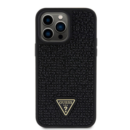 iPhone 14 Pro Max Kılıf Guess Orjinal Lisanslı Taşlı Arka Yüzey Üçgen Logolu Kapak
