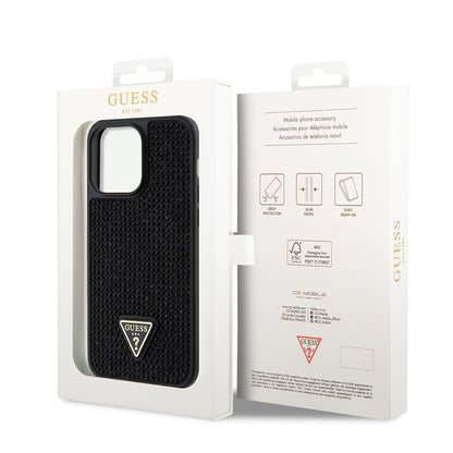 iPhone 14 Pro Max Kılıf Guess Orjinal Lisanslı Taşlı Arka Yüzey Üçgen Logolu Kapak