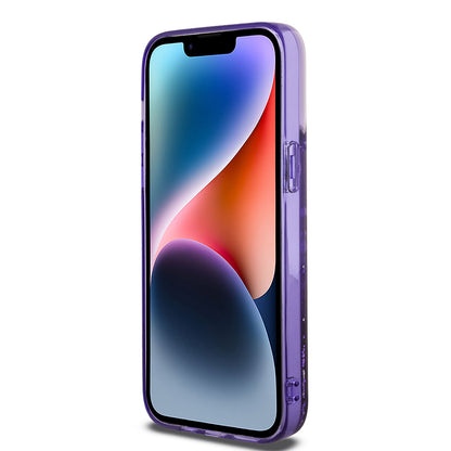 iPhone 14 Pro Max Kılıf Guess Orjinal Lisanslı Transparan Sıvılı Simli Altın Çizgili Kapak
