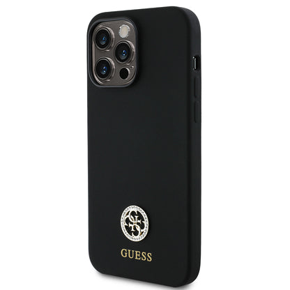 iPhone 14 Pro Max Kılıf Guess Orjinal Lisanslı Yazı ve Taşlı 4G Logolu Silikon Kapak