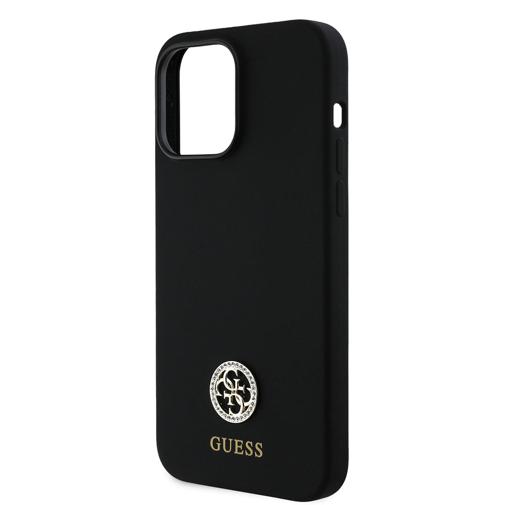 iPhone 14 Pro Max Kılıf Guess Orjinal Lisanslı Yazı ve Taşlı 4G Logolu Silikon Kapak