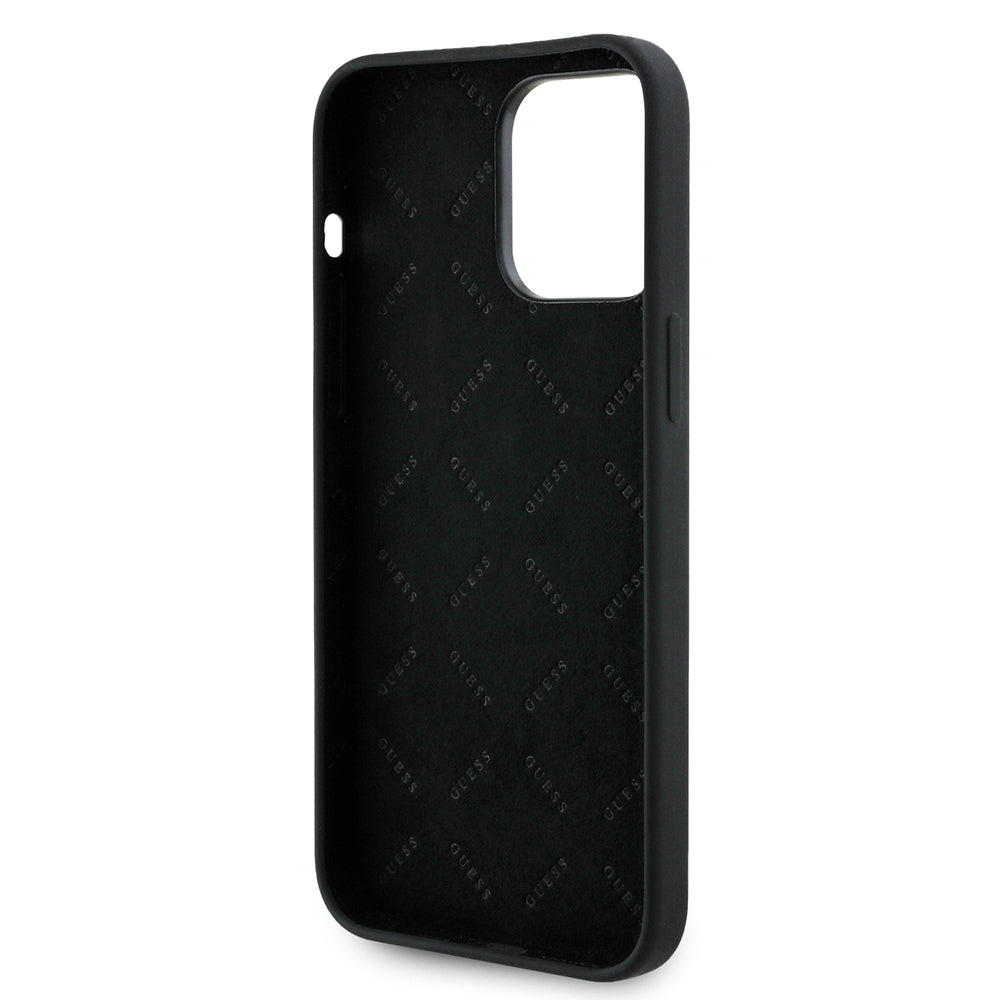 iPhone 14 Pro Max Kılıf Guess Orjinal Lisanslı Yazı ve Taşlı 4G Logolu Silikon Kapak