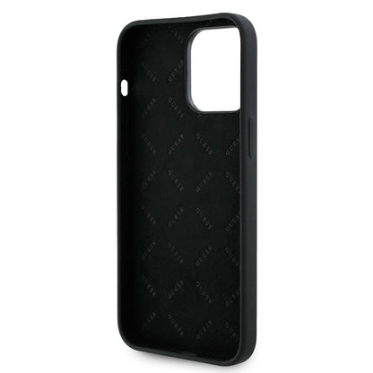 iPhone 14 Pro Max Kılıf Guess Orjinal Lisanslı Yazı ve Taşlı 4G Logolu Silikon Kapak