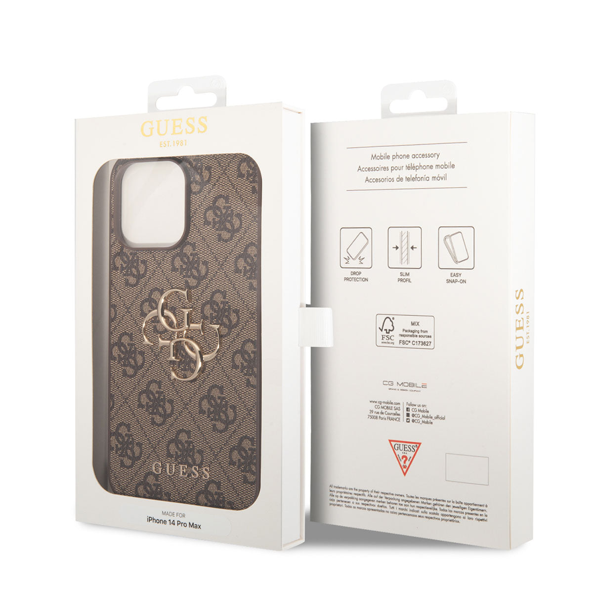 iPhone 14 Pro Max Kılıf GUESS PU Deri Büyük Metal Logo Dizaynlı Kapak