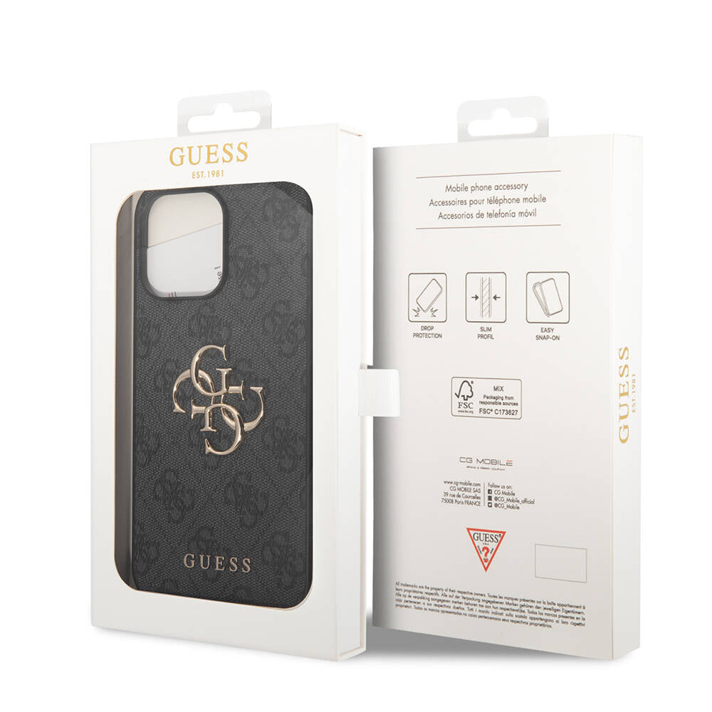 iPhone 14 Pro Max Kılıf GUESS PU Deri Büyük Metal Logo Dizaynlı Kapak