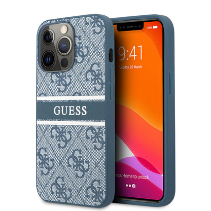 iPhone 14 Pro Max Kılıf GUESS PU Deri Çizgili Logo Dizaynlı Kapak