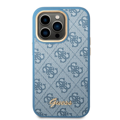iPhone 14 Pro Max Kılıf GUESS PU Deri Metal Logo Dizaynlı Kapak