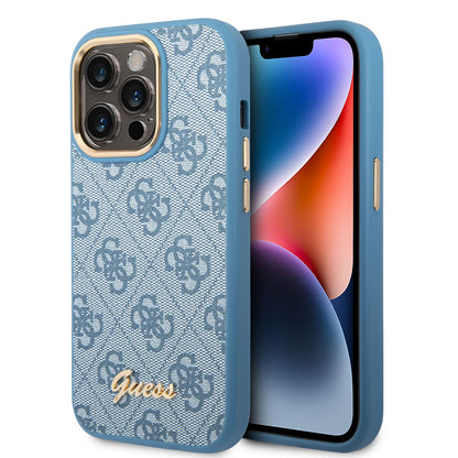 iPhone 14 Pro Max Kılıf GUESS PU Deri Metal Logo Dizaynlı Kapak