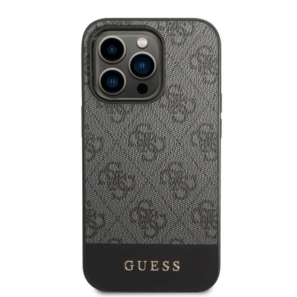iPhone 14 Pro Max Kılıf GUESS PU Deri Şerit Logo Dizaynlı Kapak